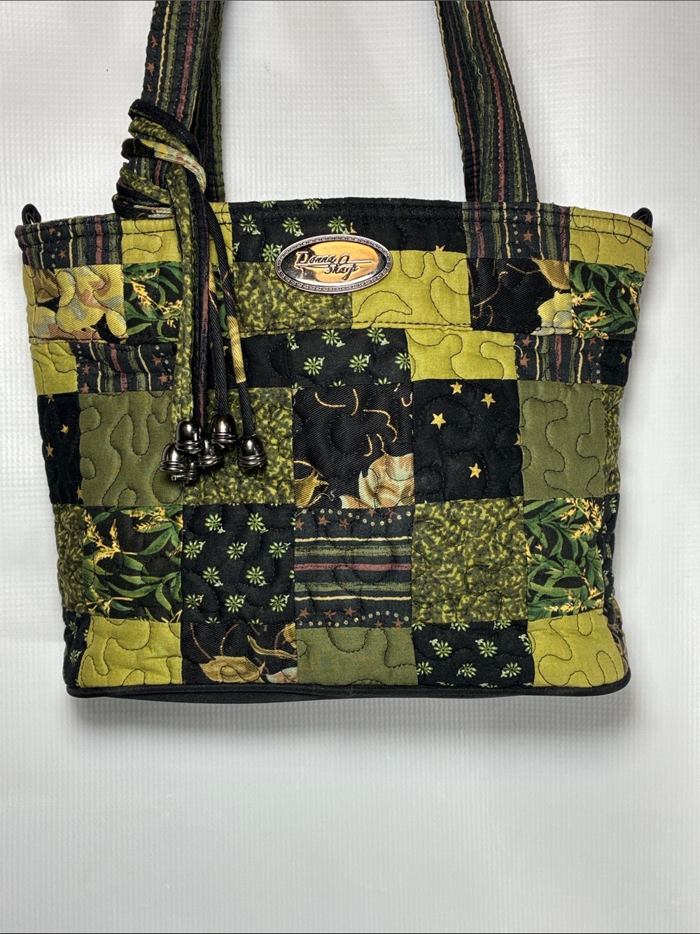 Donna Sharp Olive and Black Patchwork Quilted Tote